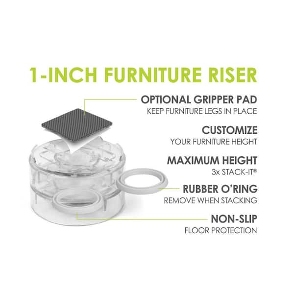 SlipStick - StackIts Clear Stackable Furniture Risers 8-Pack