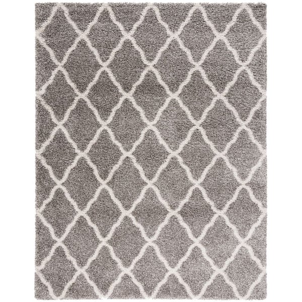 Hudson Shag 11 ft. x 15 ft. Gray/Ivory Ogee Area Rug