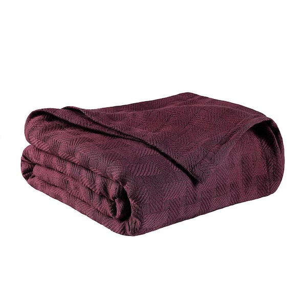 HomeRoots Plum Geometric Cotton Throw Blanket