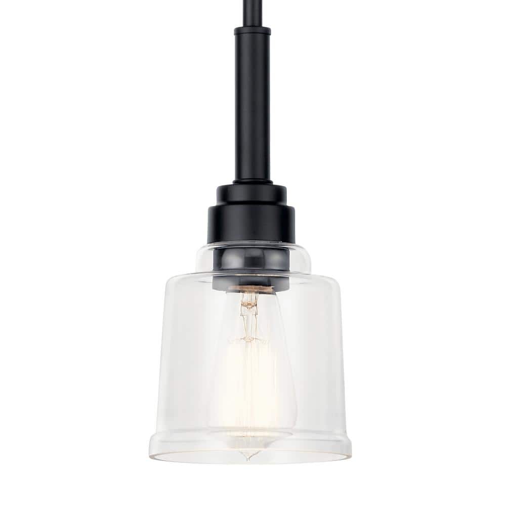 Aivian 5" Black and Clear Glass Mini Pendant Light