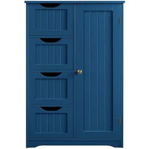 22 in. W x 12 in. D x 32.5 in. H Blue Linen Cabinet with 4 Drawers and 1 Cupboard