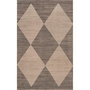 Simple Diamond Easy-Jute Machine Washable Brown 3 ft. x 5 ft. Accent Rug