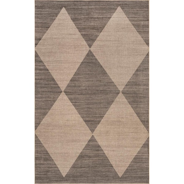 nuLOOM Simple Diamond Easy-Jute Machine Washable Brown 4 ft. x 6 ft. Area Rug