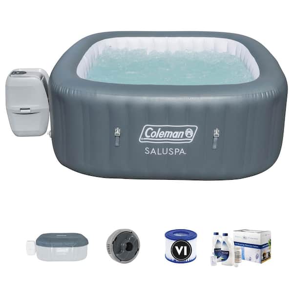Bestway Salu Spa 4-Person Air Jet Portable Hot Tub with Water Care Kit