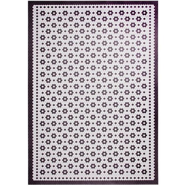 StyleWell Vintage Tile Black/White 6 ft. x 9 ft. Vinyl Area Rug
