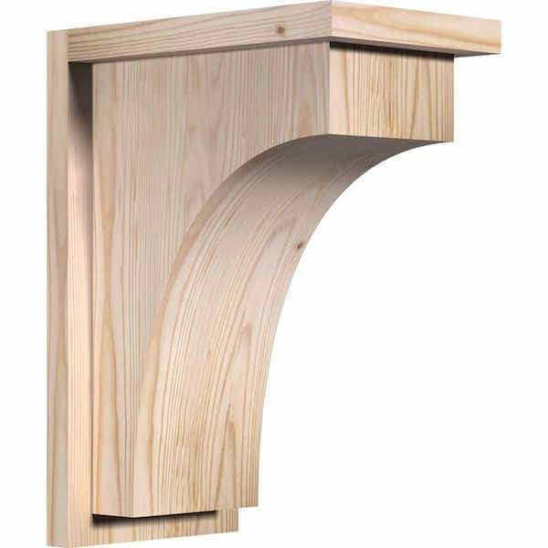 Ekena Millwork 7-1/2 in. x 12 in. x 16 in. Douglas Fir Huntington Smooth Corbel with Backplate