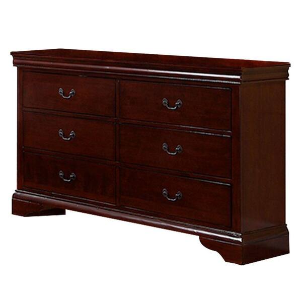 Benjara 15 in. Brown 6Drawer Wooden Dresser Without Mirror BM232907