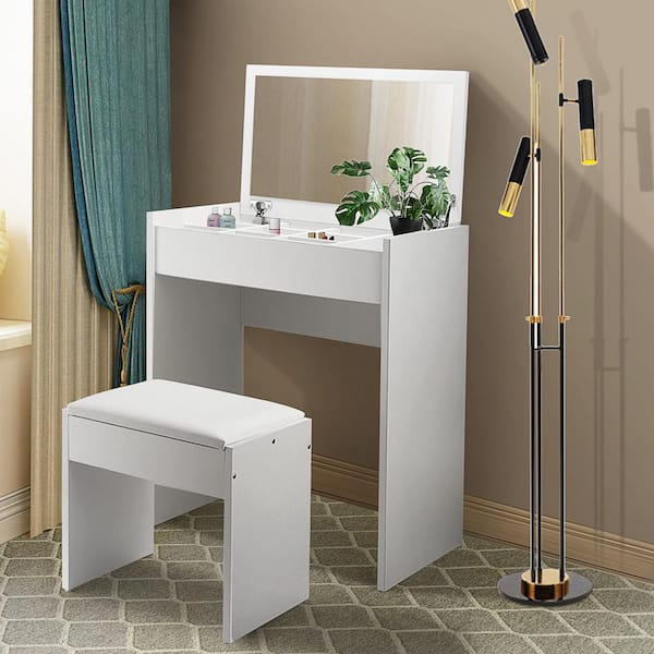 Minimalist White Floating Dressing Table / Vanity Shelf 