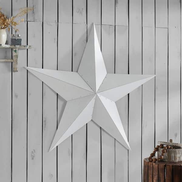 1-Piece 48 in. x 48 in. Speckled White Distressed Metal Star Wall Decor