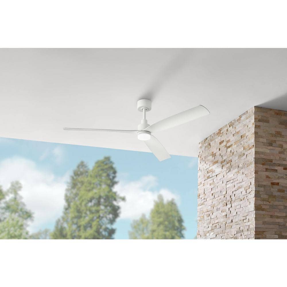 Marlston 60 in. Indoor/Outdoor Matte White with White Blades Ceiling Fan with Adjustable White LED with Remote Included price history on PriceWatchPro