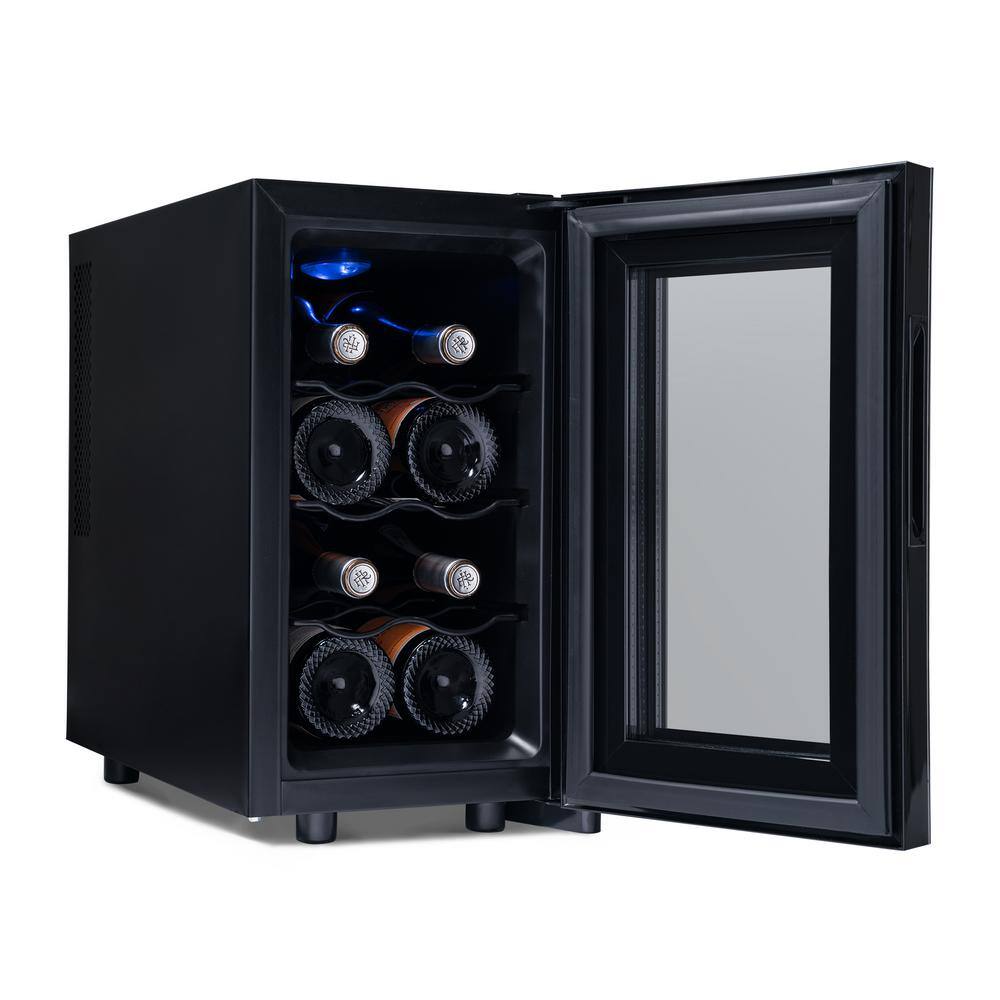 Black Mirrored Glass 8-Bottle Thermoelectric Wine Cooler
