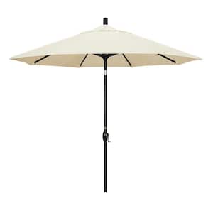 9 ft. Black Aluminum Pole Market Aluminum Ribs Push Tilt Crank Lift Patio Umbrella in Canvas Sunbrella