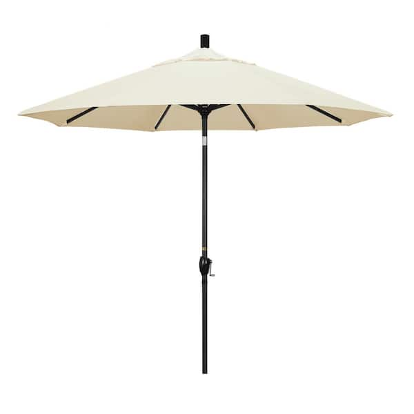 California Umbrella 9 ft. Black Aluminum Pole Market Aluminum Ribs Push ...