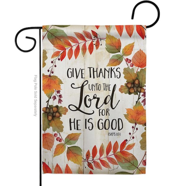 Breeze Decor 13 in. x 18.5 in. Give Thanks Unto the Lord Garden Flag Double-Sided Fall Decorative Vertical Flags