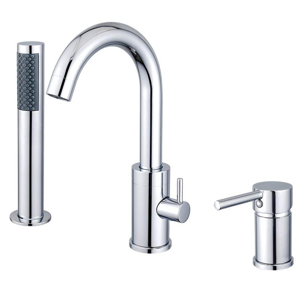 1 Handle Tub Deck Mount Roman Tub Faucet with 360° Swivel Waterfall Spout, Hand Shower in Polished Chrome price history on PriceWatchPro