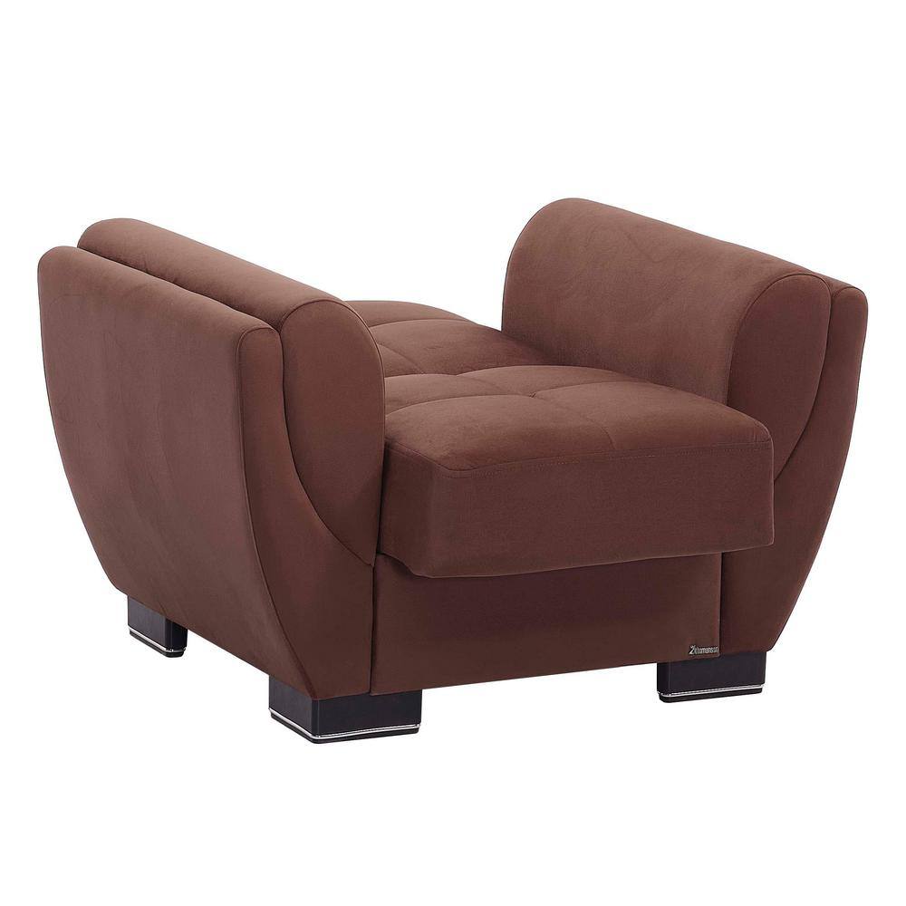 Brown Microfiber Metal Sleeper Accent Chair with Spot Pattern