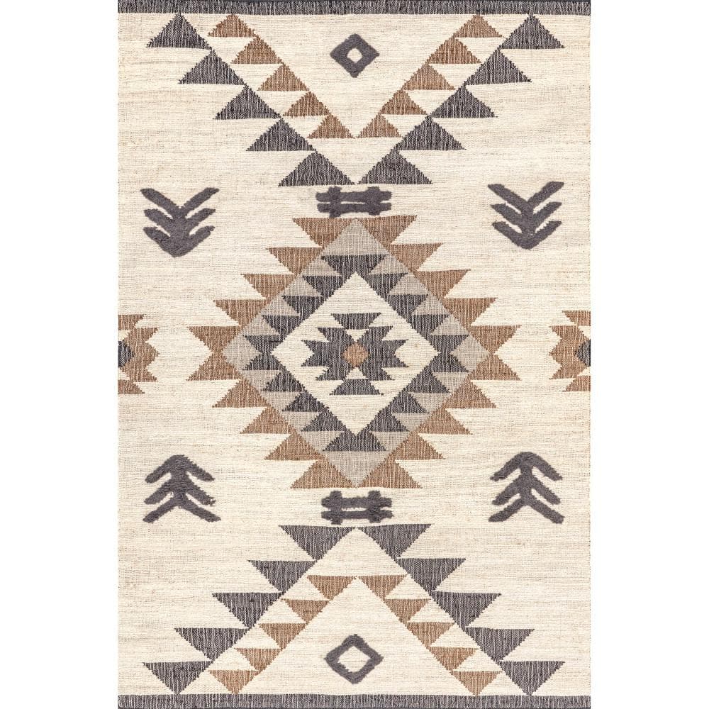 Rosanna Southwestern Symbols Beige and Brown Cotton 9' x 12' Area Rug