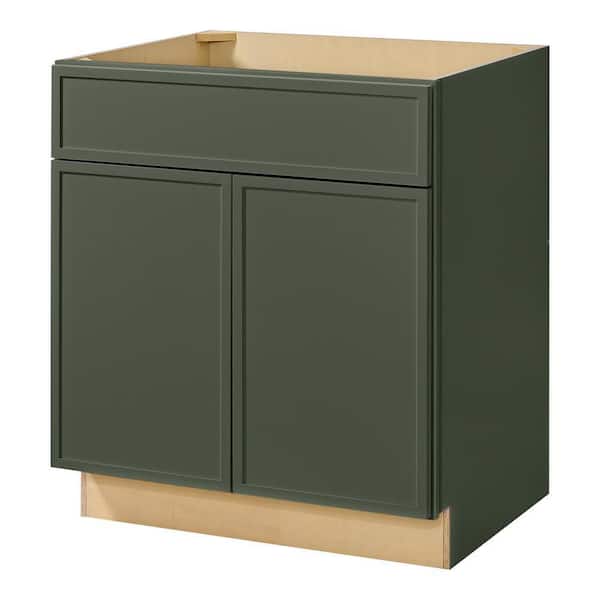 Leyton 30 in. W x 24 in. D x 34.5 in. H Ready to Assemble Plywood Slim Shaker Sink Base Kitchen Cabinet in Fern Green