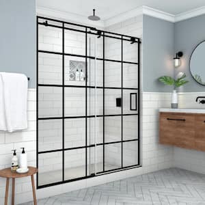 Aston Kamaya XL 48 in. - 52 in. W x 80 in. H Right Sliding Frameless Shower Door in Matte Black with StarCast Clear Glass