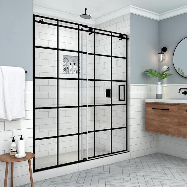 Aston Kamaya XL 64 in.-68 in. W x 80 in. H Frameless Sliding Shower Door, Matte Black with StarCast Clear Glass, Right Hand