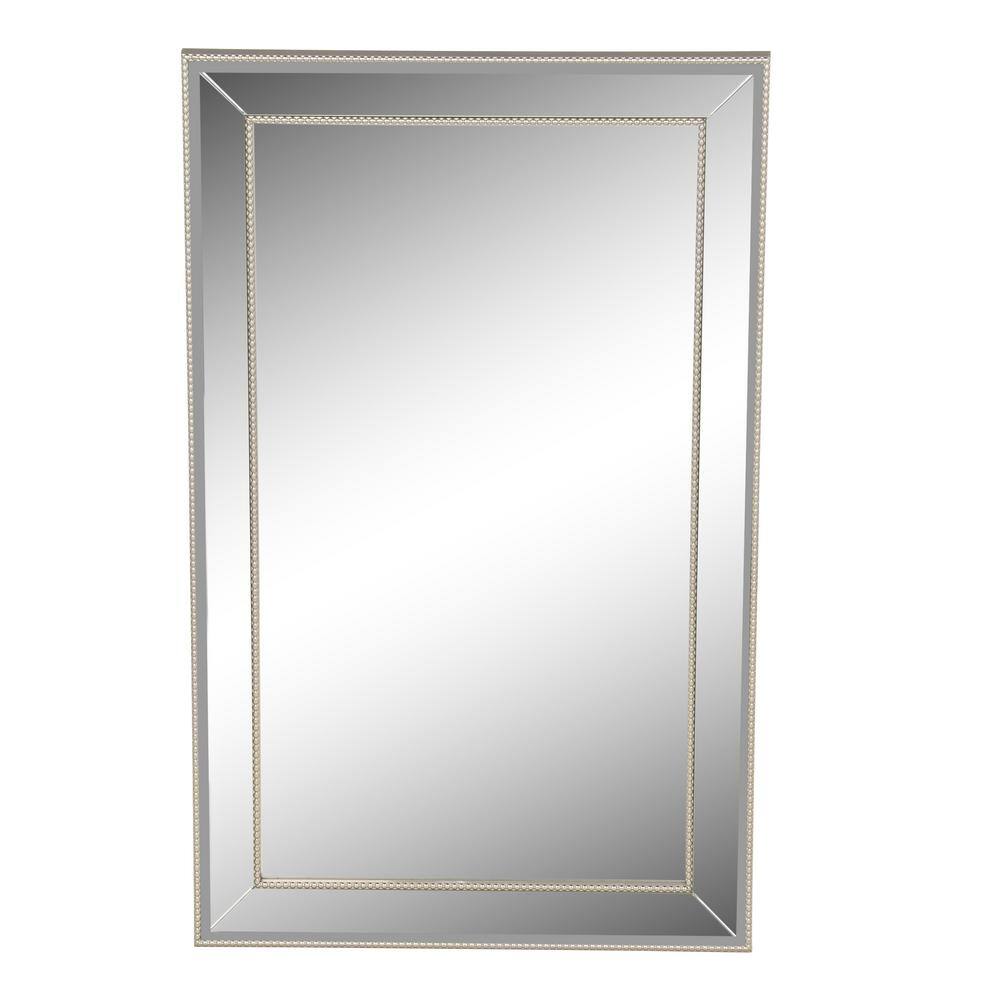 Champagne Silver 16" x 26" Beaded Recessed Medicine Cabinet