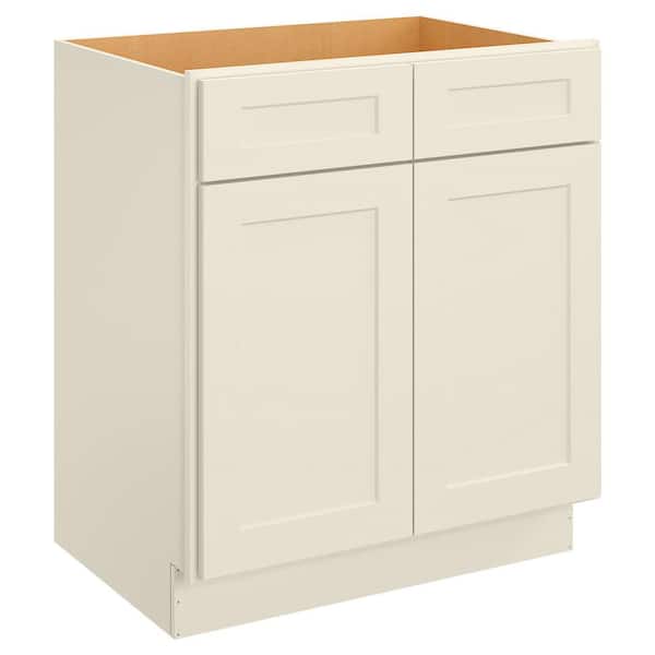 HOMEIBRO Newport Sink Base Grey 2 False Drawers - Shaker Style Stock Sink Base 2-Door 30 in. W x 24 in. D x 34.5 in. H