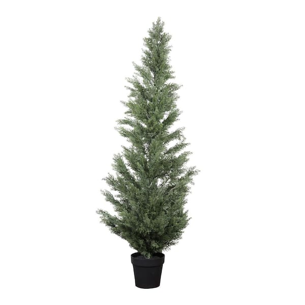 Alanna Indoor 5 ft. Artificial Cypress Tree with Black Plastic Pot