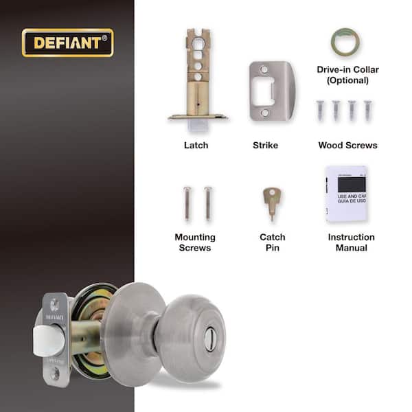 Defiant Hartford Satin Nickel Bed/Bath Door Knob (4-Pack