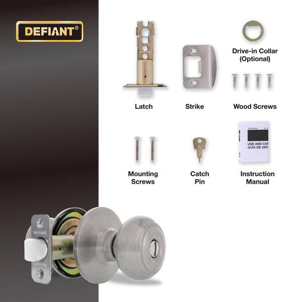 Defiant Hartford Satin Nickel Bed/Bath Door Knob (12-Pack