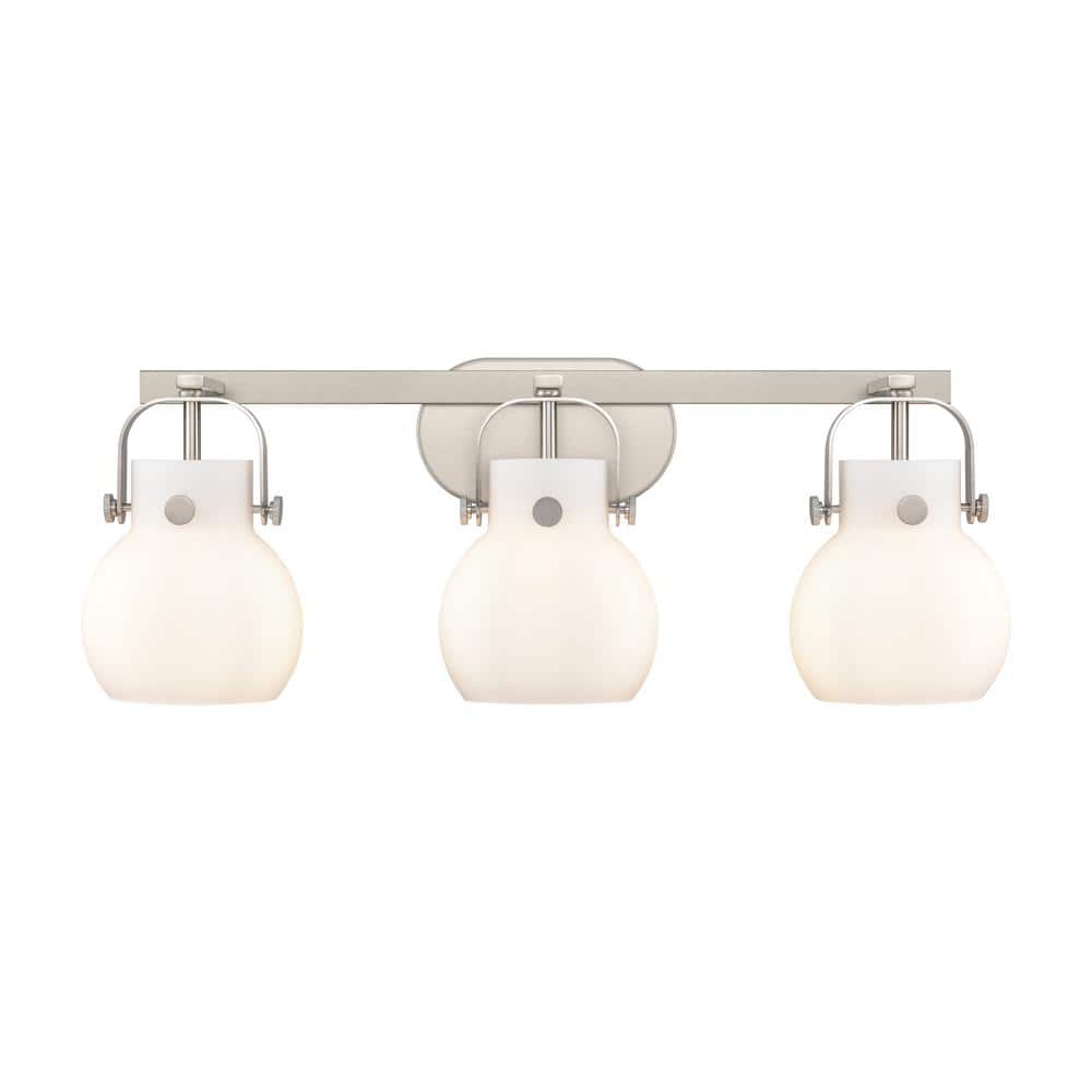 Pilaster II Sphere 26.5 in. 3-Light Satin Nickel Vanity Light with Glass Shade price history on PriceWatchPro