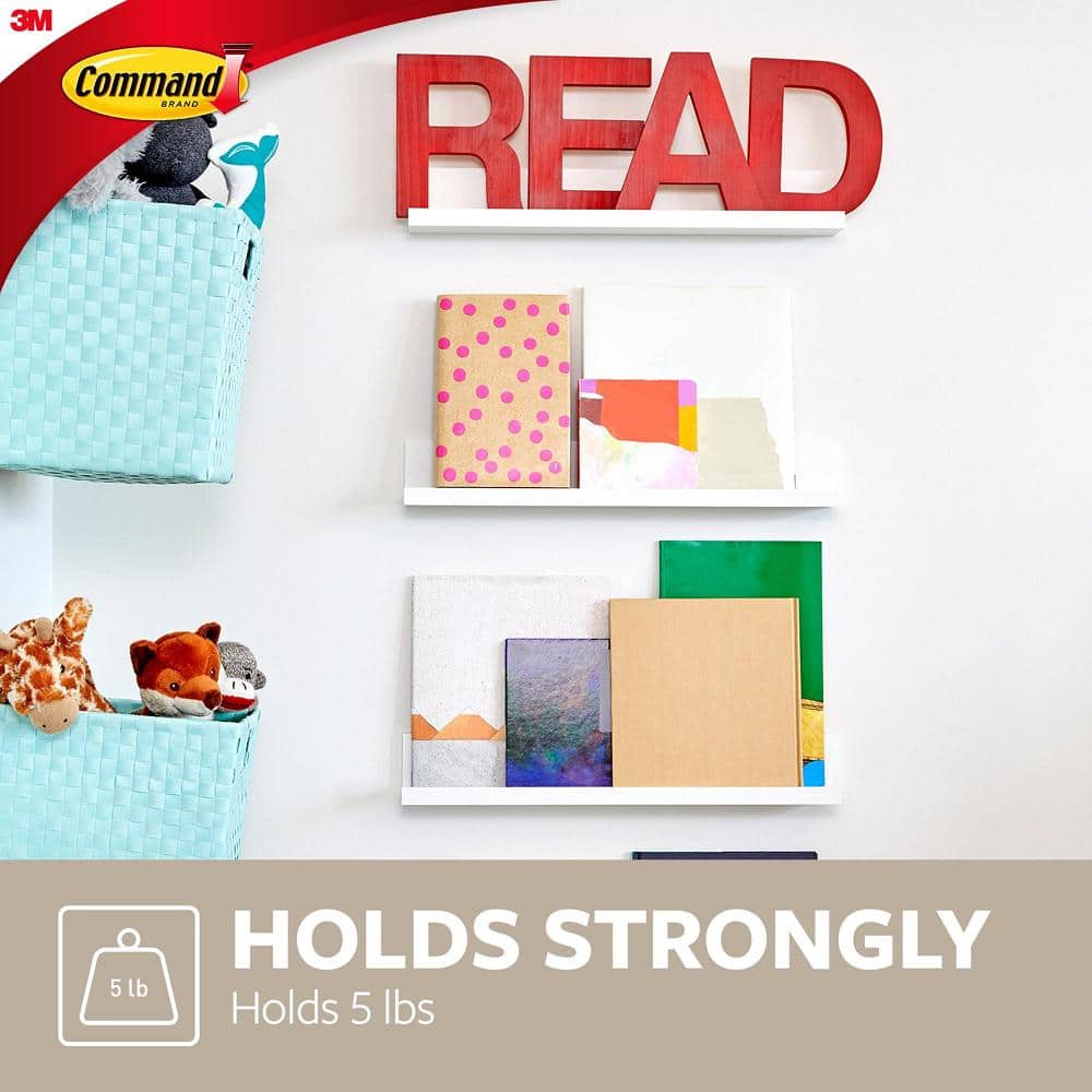 White Floating Wall Shelf with Removable Adhesive Strips