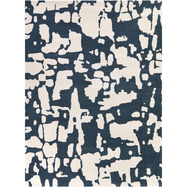 Mila Blue/Cream 8 ft. x 10 ft. Area Rug