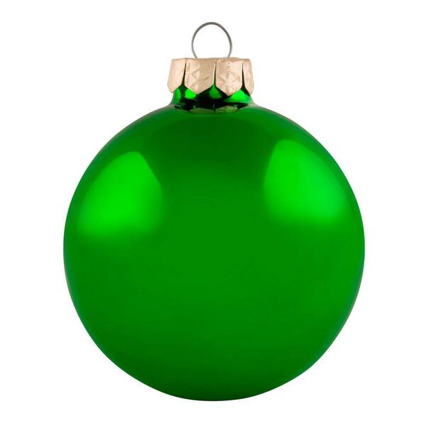Whitehurst 2 in. Green Shiny Glass Christmas Ornaments (28-Pack)