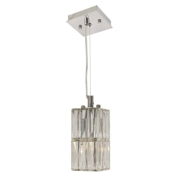 Decor Living 1-Light Chrome Crystal Mini-Pendant with 2-Tier Square