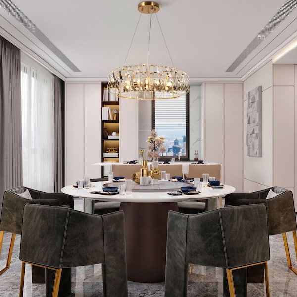 Eurydamas 6-Light Plating Brass Circle Chandelier with Crystal Accents