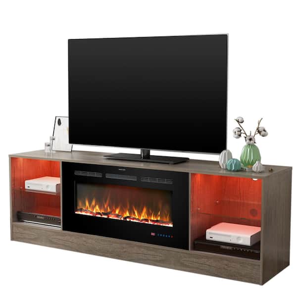 Prismaster ...keeps your home stylish Entertainment 72 in. Media Console TV Stand with 36 in. Electric Fireplace in Grey