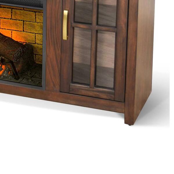 Brown Micro Television 9’8 Personal Log Benjara Gery Dark Brown TV Stand Console Fits TVs up to 85 in