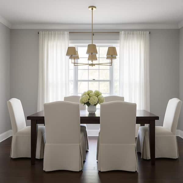 Generation Lighting Ender 32.63 in. W x 10.5 in. H 5-Light Satin Brass Modern Chandelier with Steel Shades and No Bulbs Included