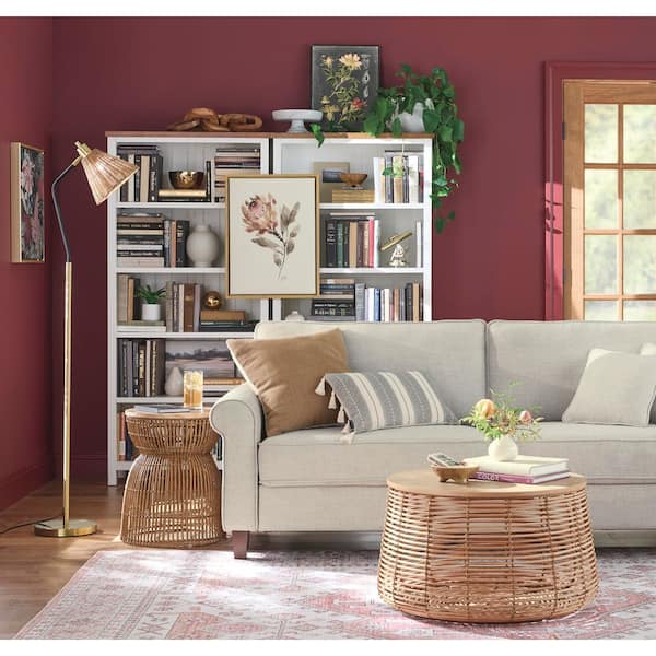 Home Decorators Collection 69 in. Appleton White/Haze Wood 5-shelf