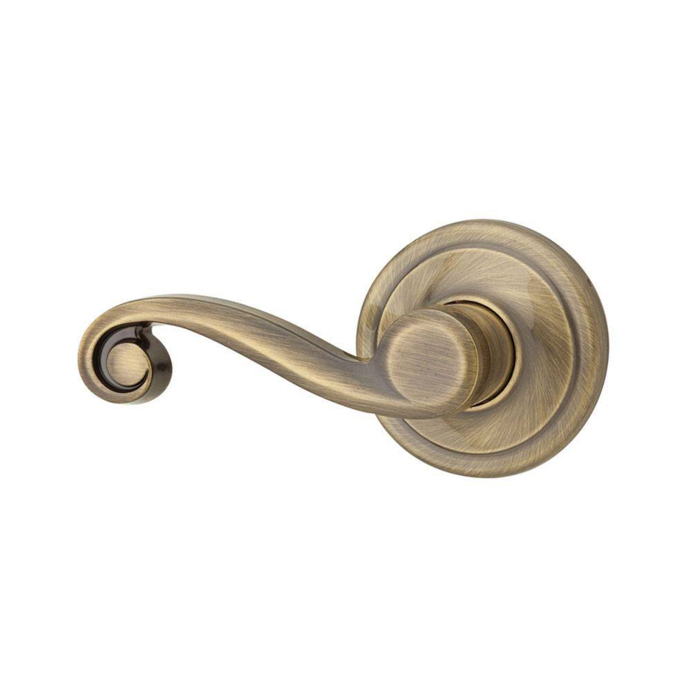 Kwikset Lido Antique Brass Left-Handed Dummy Door Lever with