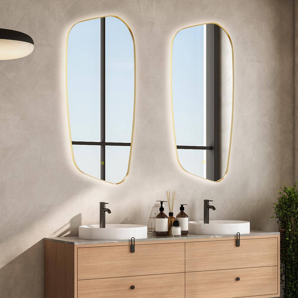 Florian 26" x 48" Gold Rectangular LED Vanity Mirror