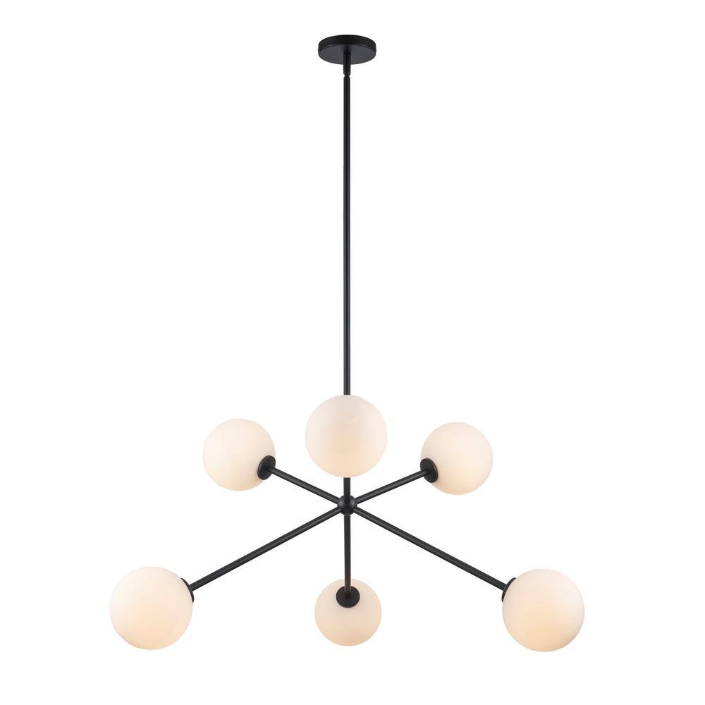 Bel Air Lighting Haskell 6-Light Black Sputnik Pendant Light Fixture ...