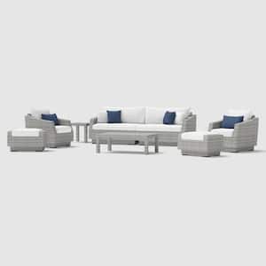 Cannes 8-Piece All-Weather Wicker Patio Sofa and Club Chair Conversation Set with Sunbrella Bliss Ink Cushions