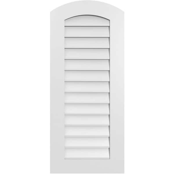 Ekena Millwork 18 in. x 42 in. Arch Top Surface Mount PVC Gable Vent: Functional with Standard Frame