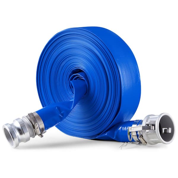 Backwash Hose 2 in x 100 ft. Blue High Quality PVC Hose with Clamps Camlock Aluminum Fittings Fit Various Pumps