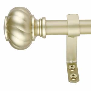 Twist Knob 12 in. - 20 in. Adjustable Curtain Rod Pair 1 in. in Light Gold with Finial