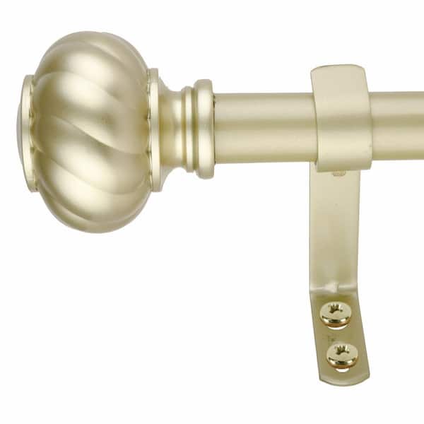 Decopolitan Twist Knob 72 in. - 144 in. Adjustable Curtain Rod 1 in. in Light Gold with Finial