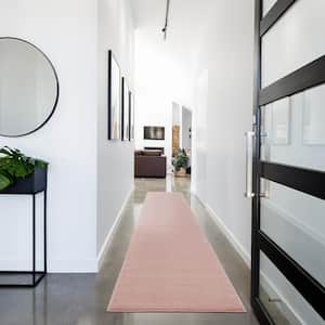 Essentials 2 ft. x 12 ft. Pink Solid Contemporary Indoor/Outdoor Kitchen Runner Area Rug