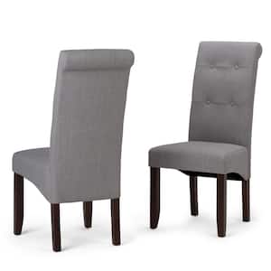 Cosmopolitan Transitional Deluxe Tufted Parson Chair in Dove Grey Linen Look Fabric (Set of 2)