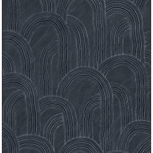 Cabo Blue Rippled Arches Matte Non-Pasted Non-Woven Paper Wallpaper